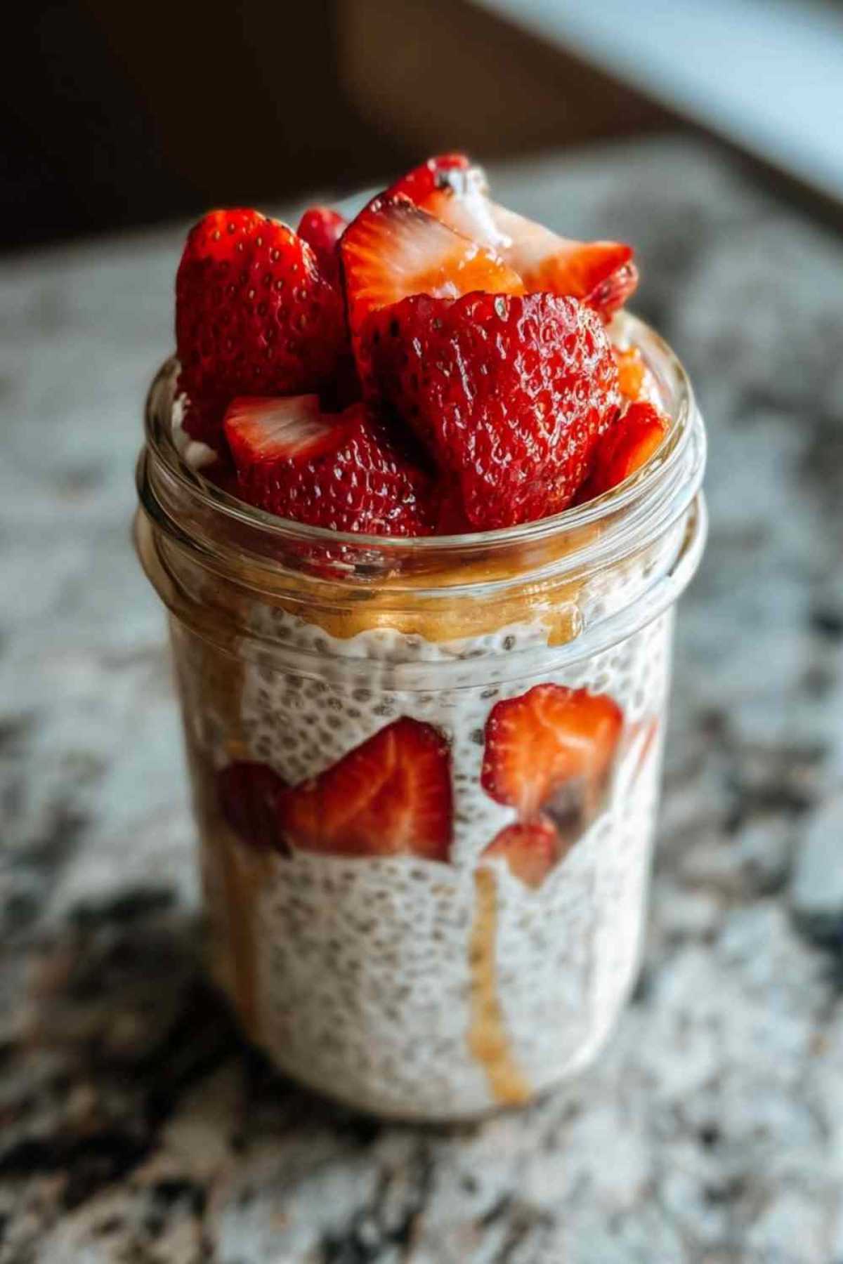 jar with overnight oats meal prep arranged for weekly breakfast