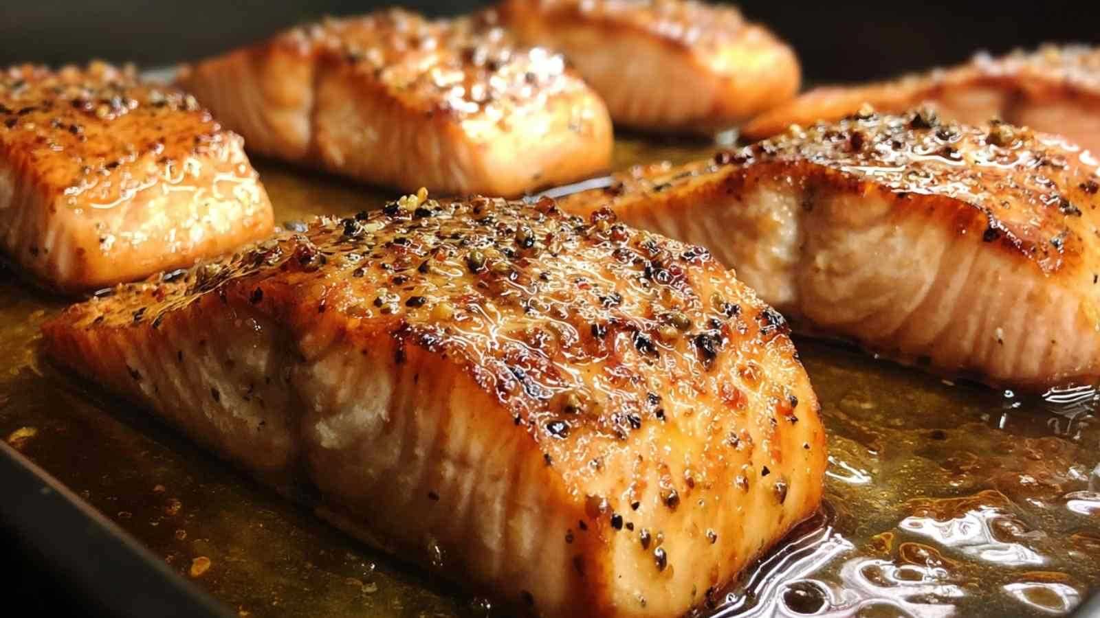 Finished honey mustard baked salmon