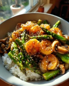 Cooking shrimp and vegetables in a wok for stir-fry