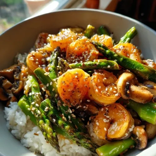 Cooking shrimp and vegetables in a wok for stir-fry