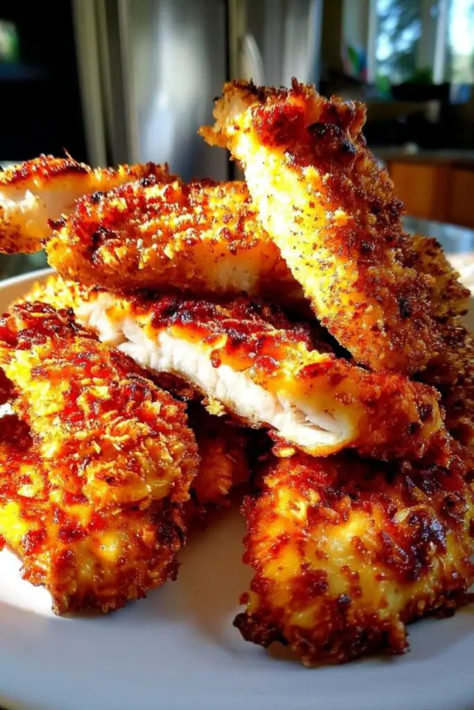 Three bowl breading station setup for air fryer chicken tenders