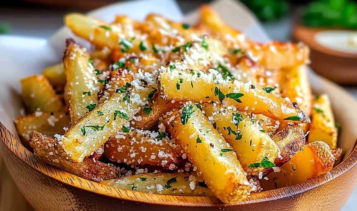 Crispy Air Fryer Garlic Parmesan Fries in 20 Mins