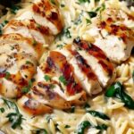 Boursin orzo with chicken ingredients including Boursin cheese, orzo pasta, and chicken breasts