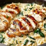 Boursin orzo with chicken ingredients including Boursin cheese, orzo pasta, and chicken breasts