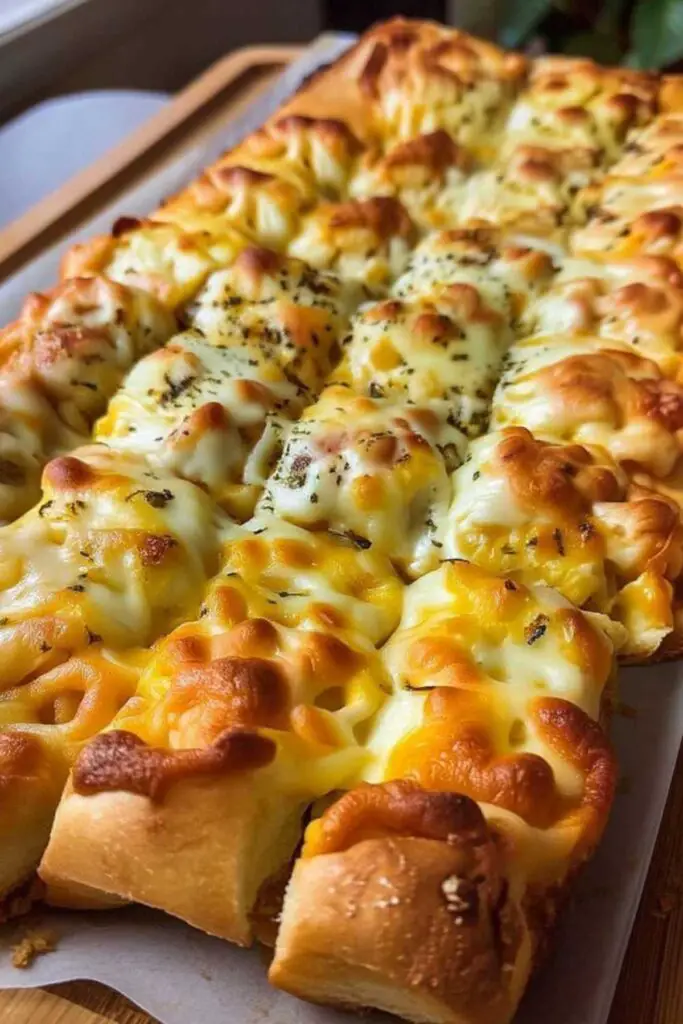  Cheesy garlic breadsticks ingredients including pizza dough, butter, garlic, and mozzarella cheese