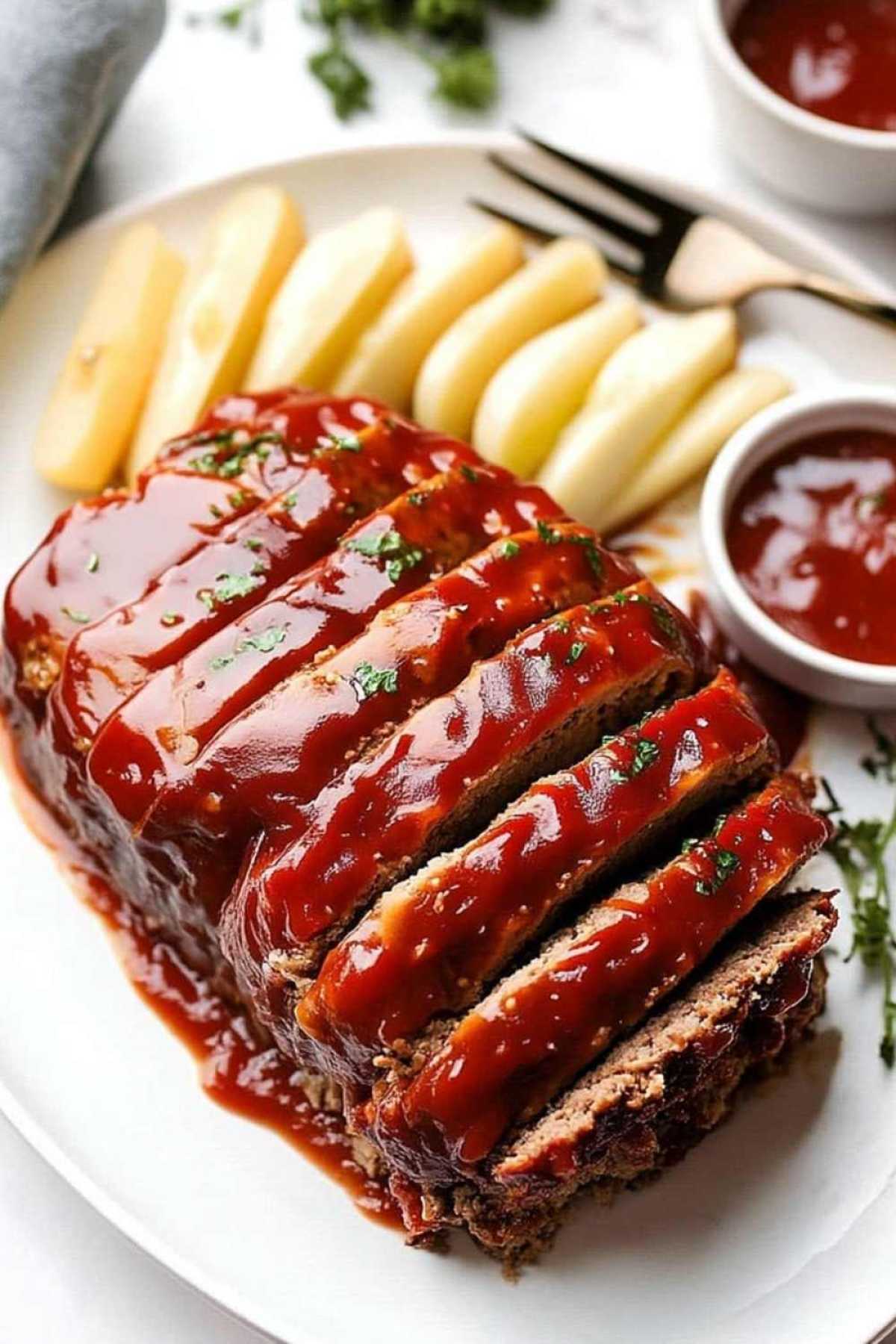 Classic homemade meatloaf ingredients laid out on kitchen counter
