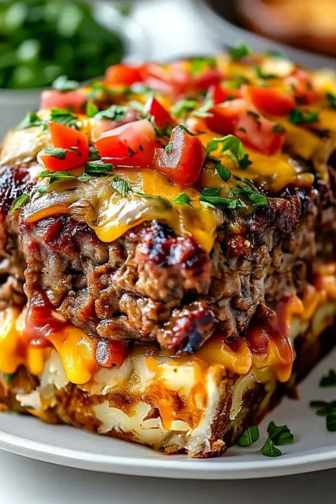 Classic philly cheesesteak meatloaf mixture with ground beef cheese and vegetables