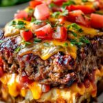 cheesesteak meatloaf served with mashed potatoes and green beans