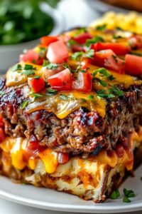 cheesesteak meatloaf served with mashed potatoes and green beans