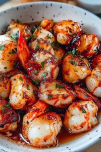 Rich garlic butter cream sauce being stirred in skillet with parmesan cheese