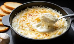 Whole garlic bulb roasted until golden brown for parmesan dip recipe