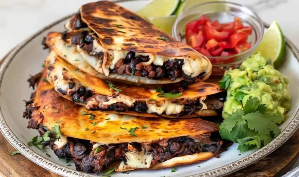 Black bean filling being cooked in skillet for crispy tacos