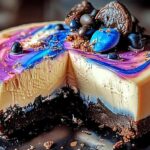 Mixing Galaxy Cookie Cheesecake filling with melted chocolate and whipped cream