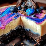 Mixing Galaxy Cookie Cheesecake filling with melted chocolate and whipped cream