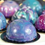 Galaxy Mousse Cakes ingredients including chocolate, cream, gelatin, and food coloring
