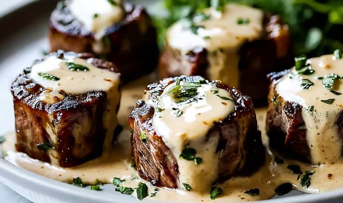 Garlic Butter Steak Bites with Creamy Parmesan