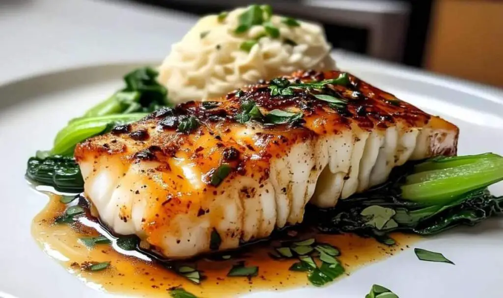 Fresh cod fillets with soy sauce honey and ginger ingredients for glazed cod recipe