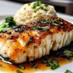 Fresh cod fillets with soy sauce honey and ginger ingredients for glazed cod recipe