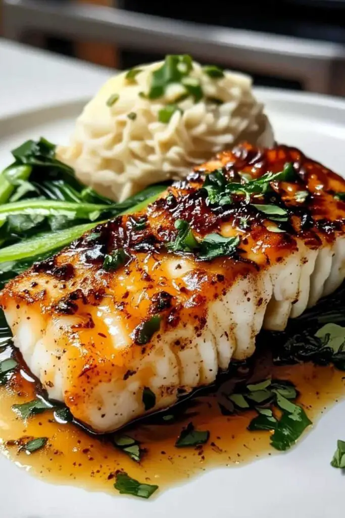 Brushing ginger soy glaze onto raw cod fillets on baking sheet