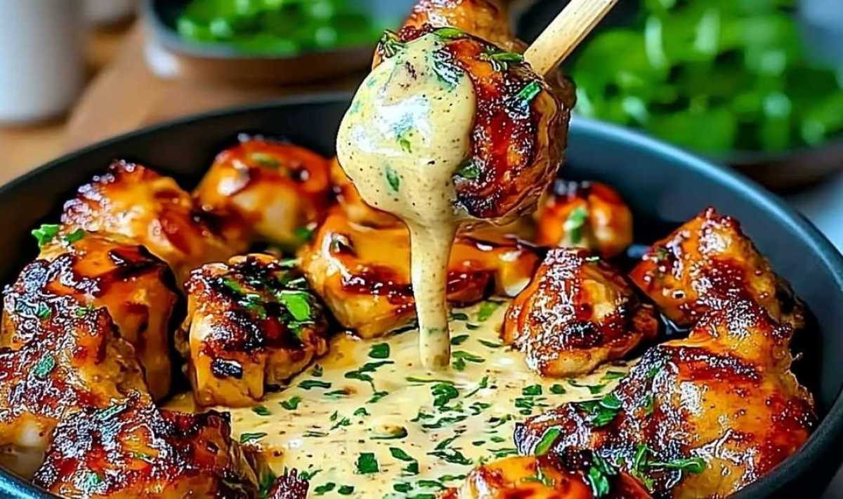 Grilled Chicken Bites Creamy Garlic Sauce Recipe