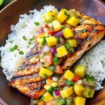 Fresh mango salsa ingredients diced mango cilantro red onion lime