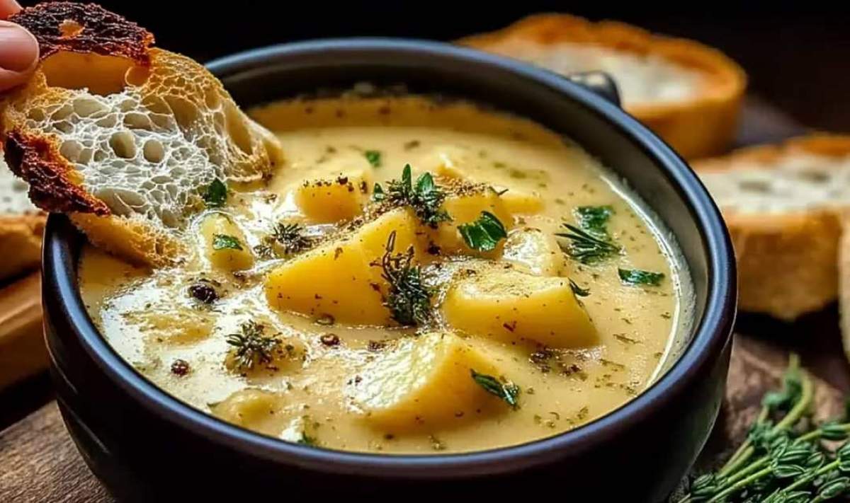 Hearty Cheddar Garlic Herb Potato Soup Recipe
