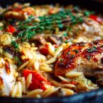 Ingredients for Marry Me Chicken Orzo including chicken, orzo, cream, and Parmesan