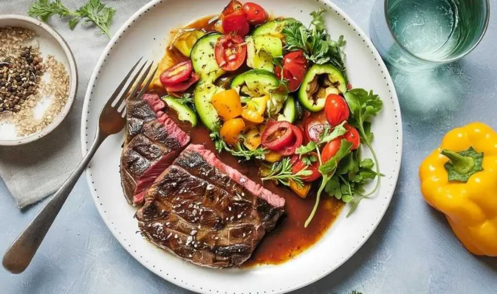 Searing pepper steak recipe flank steak in cast iron skillet