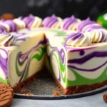 Polyjuice Potion Swirl Cheesecake served at Harry Potter themed party with magical decorations