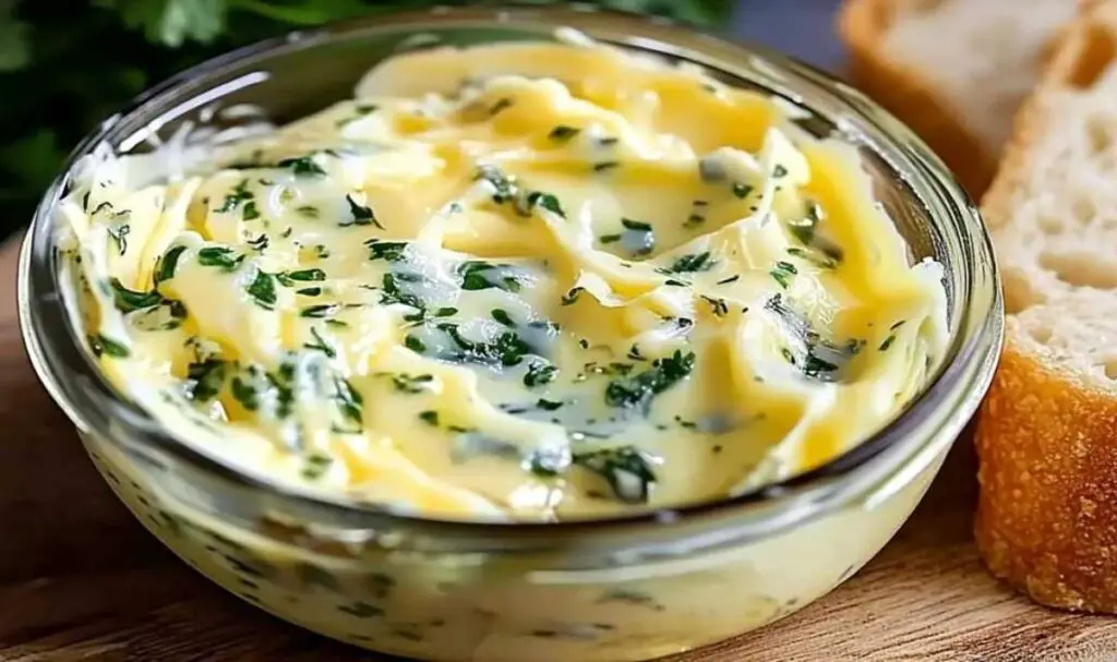Rich and creamy garlic butter drizzled over pasta and vegetables