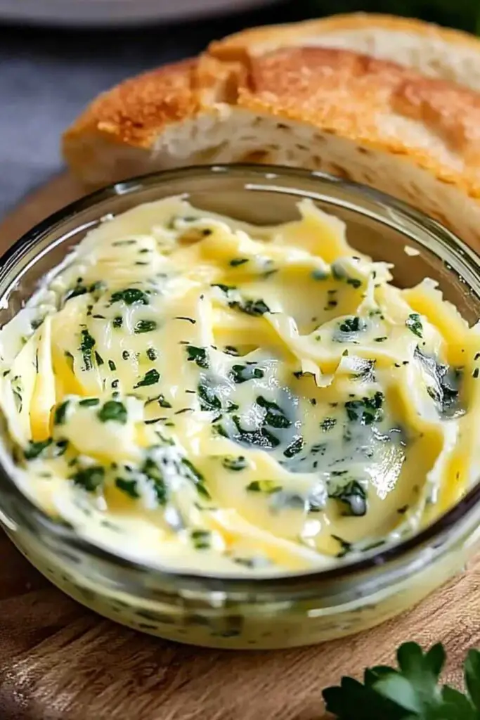 Rich and creamy garlic butter drizzled over pasta and vegetables