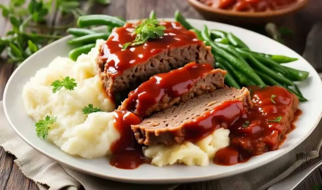 Ground beef, breadcrumbs, eggs and seasonings for warming meatloaf recipe preparation