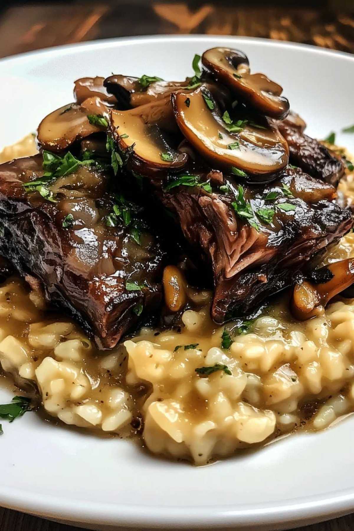 Beef Short Ribs with Mushroom Risotto – Rich, Creamy & Tender