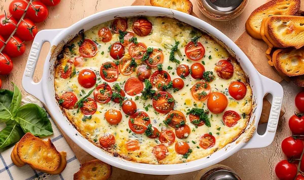 Easy Caprese Dip – Gooey, Fresh & Oven-Baked