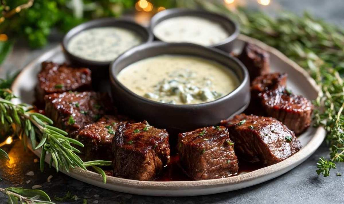 Garlic Butter Steak Bites with Parmesan Sauce