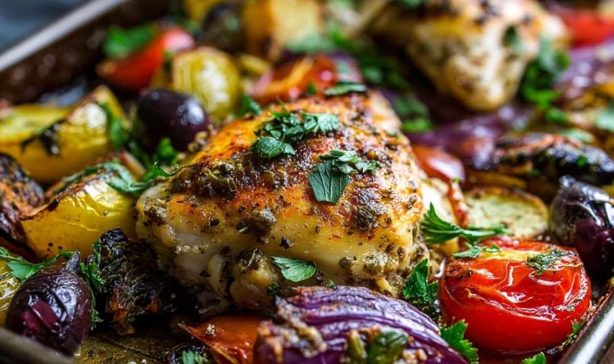 Greek Sheet Pan Chicken in One Pan