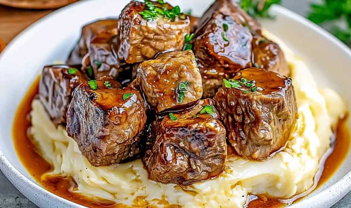 Slow Cooker Garlic Butter Beef Bites