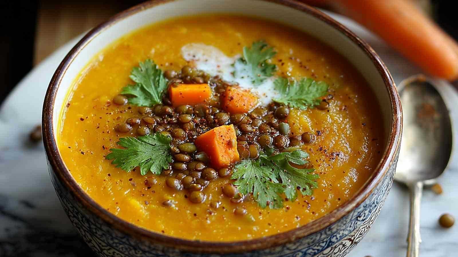 Spiced Carrot and Lentil Soup