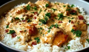 Creamy Smothered Chicken and Rice Creamy Smothered Chicken and Rice (1)