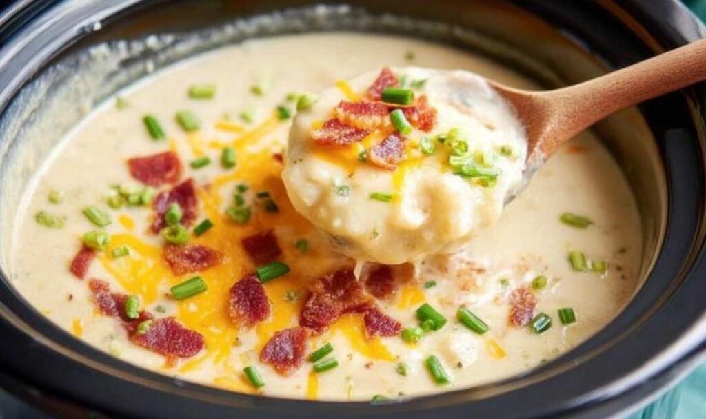 Crockpot Potato Soup Frozen Potatoes Easy Creamy Loaded