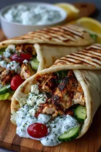 Mediterranean Chicken Gyros with Creamy Feta Tzatziki