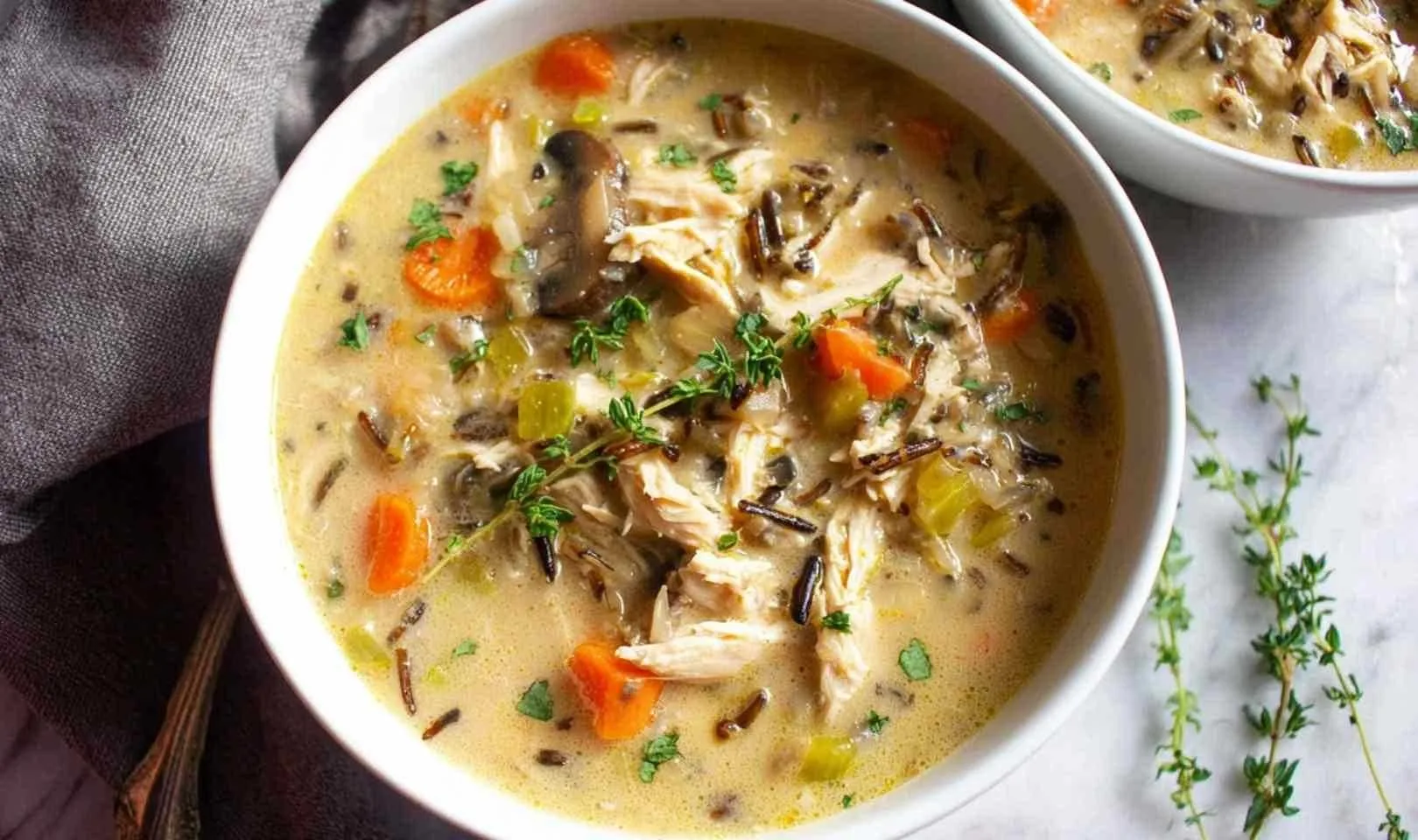 Healthy Chicken Wild Rice Soup (No Cream)