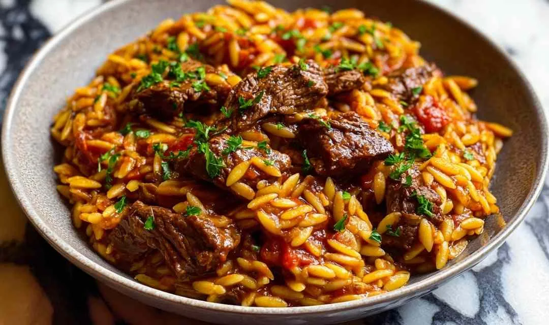 Beef Giouvetsi braised beef and orzo