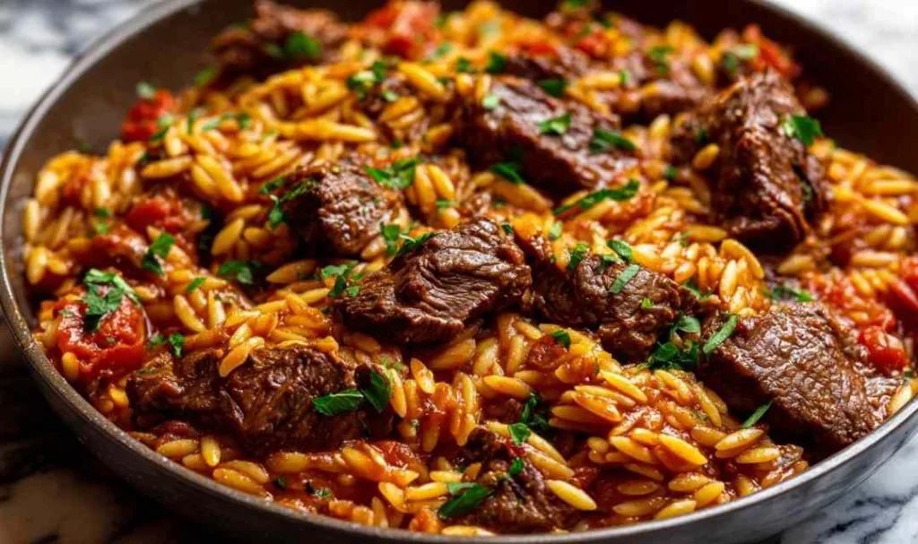 Beef Giouvetsi braised beef and orzo