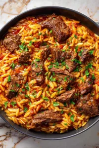 Beef Giouvetsi braised beef and orzo