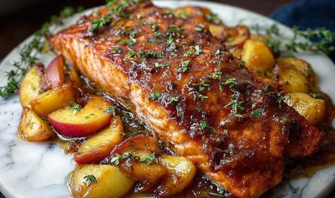 Bourbon Peach Roasted Salmon Recipe: Easy High-Protein Dinner in 35 Minutes