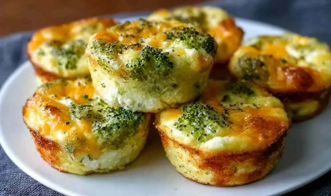 Broccoli Cheddar Baked Egg Bites with Cottage Cheese