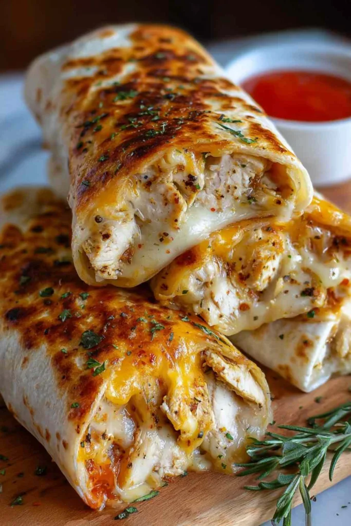 Cheesy Garlic Chicken Wraps Quick Comfort in Every Bite