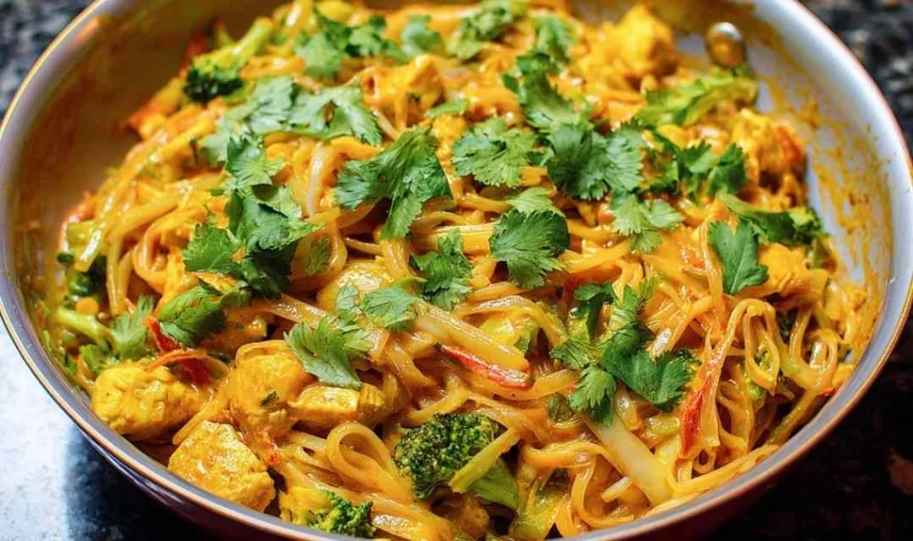Coconut Curry Chicken Rice Noodles (Quick & Creamy!)