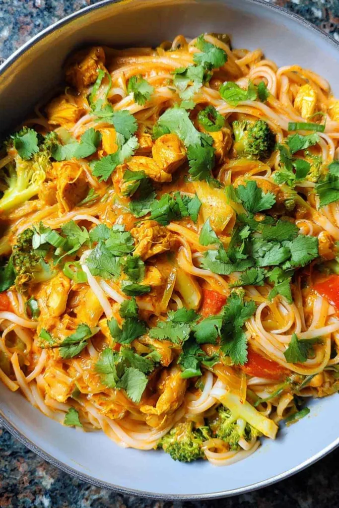 Coconut Curry Chicken Rice Noodles (Quick & Creamy!)